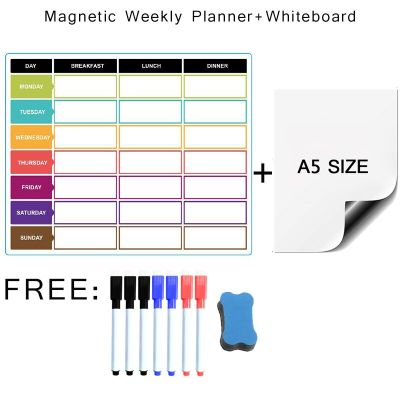 Magnetic Dry Erase White Board Weekly Monthly Planner Calendar Template Fridge Stickers Erasable Memo Messages bulletin Schedule