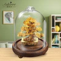 Feng shui Decor Lucky Wealth Ornament 24k Gold Foil Pine Tree Gold Crafts Office Desktop Lucky Ornaments Home Decoration Gifts
