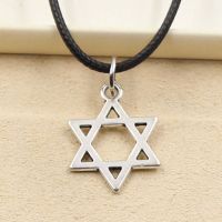 New Fashion Star Of David Shield Hexagram Pendant Necklace Choker Charm Black Leather Cord Factory Price Jewelry