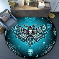 Death Moth Area Rug Gothic Skull Round Floor Mat Butterfly Moon Living Room Carpet Bathroom Kitchen Rug Doormat alfombra