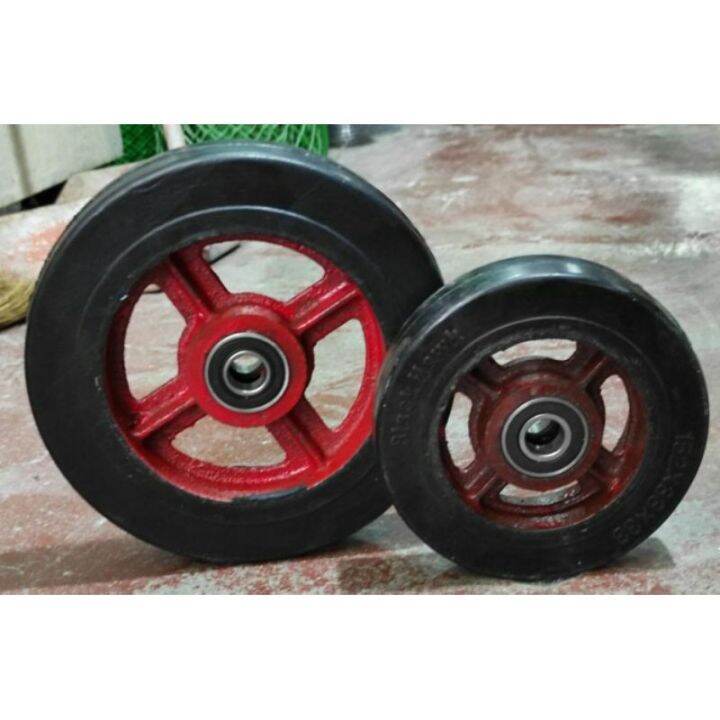 Push Cart Wheel 6 / 8 / 10 Heavy Duty Steel Body Rubber Wheel Bearing