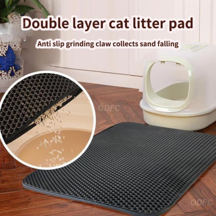 แมวครอกเสื่อสัตว์เลี้ยงแมวแมวครอกดักสำหรับแมวบ้านอุปกรณ์ทำความสะอาดแมวอุปกรณ์ครอกเสื่อห้องน้ำสองชั้น