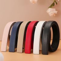 New luxury belt strip smooth buckle female cowhide leather pin buckle 2.4cm wide no buckle thin belt for women Belts