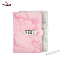 【Ready Stock】 ▨▦ C13 ?Ready Stock?Thunlit Personal Diary with Lock Creative A5 Student Password Diary Book Marbled PU Leather Knitted Bookmark Tape