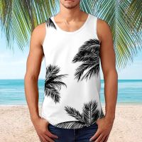 Mens Hawaiian Tank Top Male Casual 3d Coconut Tree Leaf Printed Summer Sleeveless Shirt Clothing Bodybuilding Tanks Casual Vest