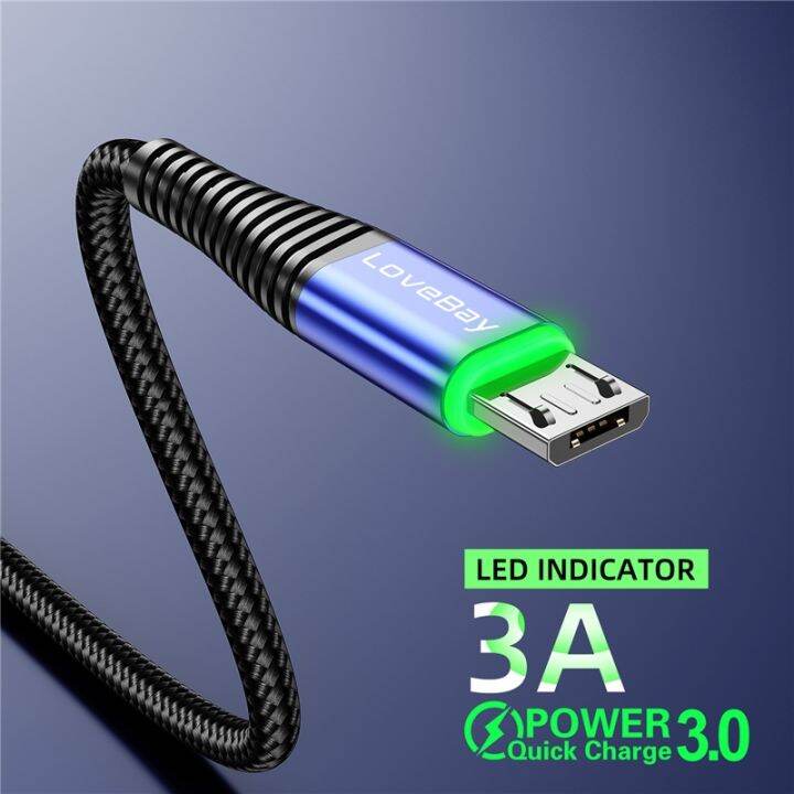 lovebay-สายไฟไมโคร-usb-ยาว2เมตร3a-qc-3-0สายชาร์จเร็วสำหรับ-xiaomi-samsung-ข้อมูลโทรศัพท์มือถือแอนดรอยด์ชาร์จเร็ว