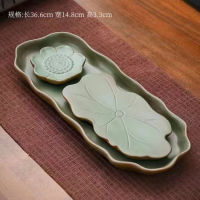 【 Cw】japanese Gilded Coarse Pottery Tea Tray Zen Tea Making Platform Household R Style Tea Set Tray Teaware Kitchen Dining Barhot