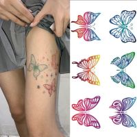 Waterproof Butterfly Temporary Tattoos Sticker Lasting Sexy Face Animals Image Wrist Neck Body 3D Feather Black Fake Tatto 1PCS Stickers