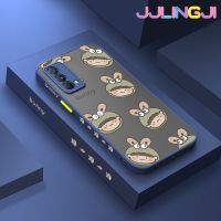 Jjlingji เคสสำหรับ Realme GT เคส Master กระต่ายบางมีน้ำค้างแข็งโปร่งใสแข็งขอบสี่เหลี่ยมกันกระแทกปลอกซิลิโคนคลุมทั้งหมดเคสนิ่มป้องกัน