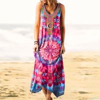 Bohemian Long Dress for Women 2023 Summer Plus Size Casual Mini Dress Femme Clothing Elegant Loose Oversized Sexy Tank Skirt