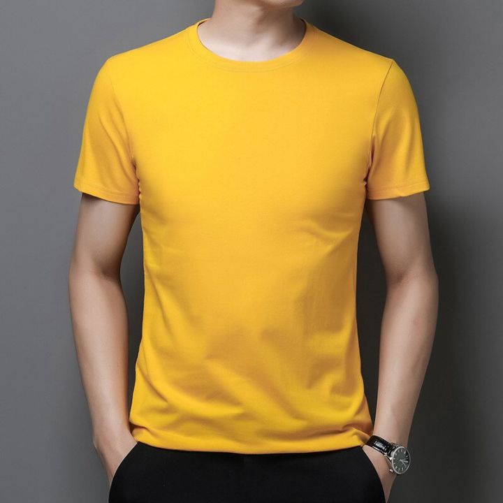hot11-browon-new-arrival-t-shirts-men-fashion-summer-o-neck-collar-solid-men-tees-tops-cal-regular-fit-short-sleeve-men-clothing