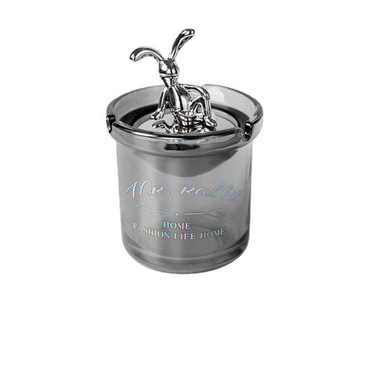 ที่เขี่ยแก้ว-electroplated-scandinavian-rabbit-ashtray-car-home-portable-ashtray-with-cover