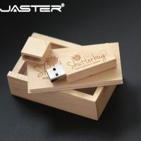 JASTER USB 2.0 customer LOGO wooden +box USB flash drive maple wood pendrive 4GB 16GB 32GB 64G U disk memory stick free shipping