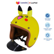 Mũ Bảo Hiểm Pikachu - mũ 3 4 pikachu vàng có tai SRT