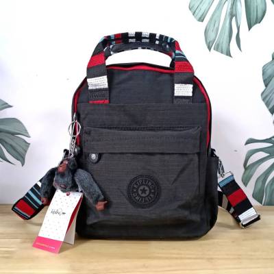 KIPLING 3 WAYS MINI BACKPACK ซับในลายตาราง กระเป๋าสะพาย 3 Ways รุ่นใหม่  วัสดุ Nylon &amp; Polyester 100% (แท้งานoutlet)