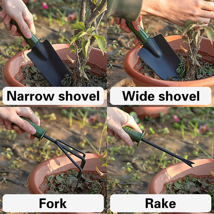 จับไม่ลื่นเครื่องมือทำสวน4ชิ้น-เซ็ตเกรียงเหล็กออกแบบตามหลักสรีรศาสตร์สำหรับคราดคราดอุปกรณ์ทำสวนสำหรับฟาร์ม