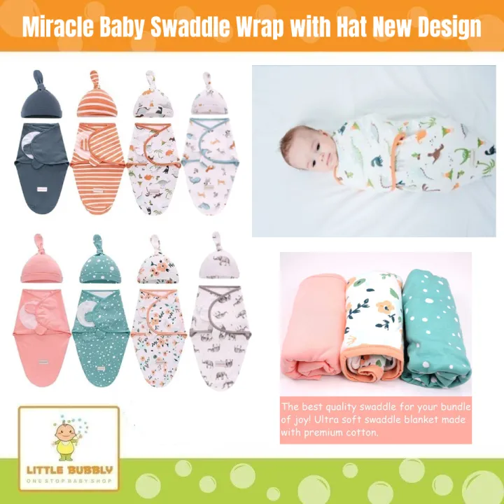 Miracle Baby Swaddle Wrap with Hat New Design (1pc) Lazada PH
