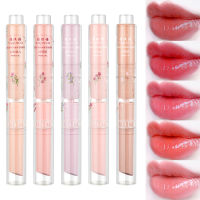 หลอดแบบบางลิปสติกลายดอกไม้ลิปสติกเจลลี่ Riasan Korea สีขาวติดทนนานแต่งหน้าสาวเครื่องสำอาง