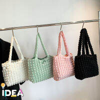 ideafashionshop(ID1933) กระเป๋าสะพายไหล่ผ้าย่น แนวเกาหลี