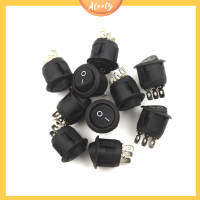 Aleaty? ใหม่10pcs MINI round Black 3 PIN swen ON-OFF Rocker Switch SNAP-IN