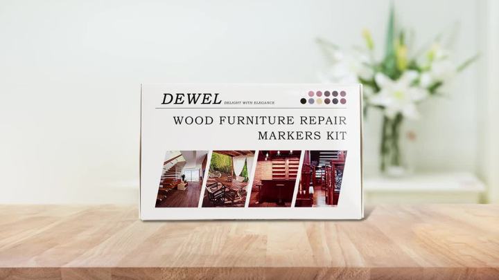 DEWEL Furniture Markers Touch Up, Upgrade Wood Furniture Repair Kit,  Premium Wood Scratch Repair Markers and Wax Sticks for Wood Stains  Scratches