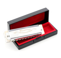 Easttop Harmonica 10 หลุม Blue Harmonica Spot Harmonica Silver สำหรับผู้เล่นมืออาชีพเริ่มต้นนักเรียนเด็กวันเกิดของขวัญ T008