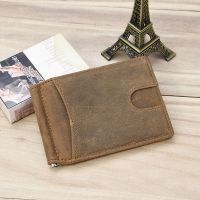 Luufan Leather Money Clip Wallet 100 Genuine Leather Men Bifold Wallets For Credit ID Card Cash Clip Purse Portable New Fashion