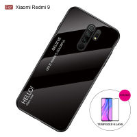 KHTD สำหรับ Xiaomi Redmi 9 เคสโทรศัพท์สีการไล่ระดับแฟชั่นรูปแบบกระจกเทมเปอร์กลับกรอบ TPU แบบนุ่มกันกระแทกฝาหลังกรณี