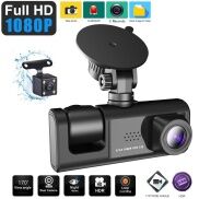 3 Camera Lens Front and Rear Inside Dashcam HD 1080P Video Recorder Night