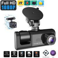 3 Camera Lens Car DVR 3-Channel Dash Cam Front and Rear Inside Dashcam HD 1080P Video Recorder Night Vision