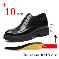 Brand Genuine Leather Sneakers Men Elevator Shoes Platform Heels 8cm 10cm Height Increase Heightening Shoes Man Dress Shoes