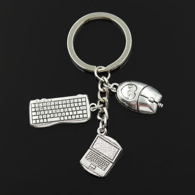 Fashion 30mm Key Chain Keychain Jewelry Silver Color Laptop Computer Keyboard Mouse Pendant Key Chains