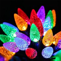 Thrisdar 10M 50 LED Colored Christmas String Lights C9 Strawberry Fairy Light Outdoor Christmas Wreath Tree Garland Light