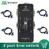 WVVMVV 4พอร์ตสวิตช์ Kvm USB 2.0อุปกรณ์แบ่งจอ VGA เครื่องพิมพ์เมาส์คีย์บอร์ด Pendrive Share Switcher 1920*1440สวิทช์ VGA กล่องอะแดปเตอร์