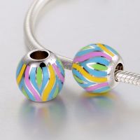 GW 925 Sterling Silver Beads Charms Aimili European Enamel Beads For celets Diy Jewelry Making AMLD005