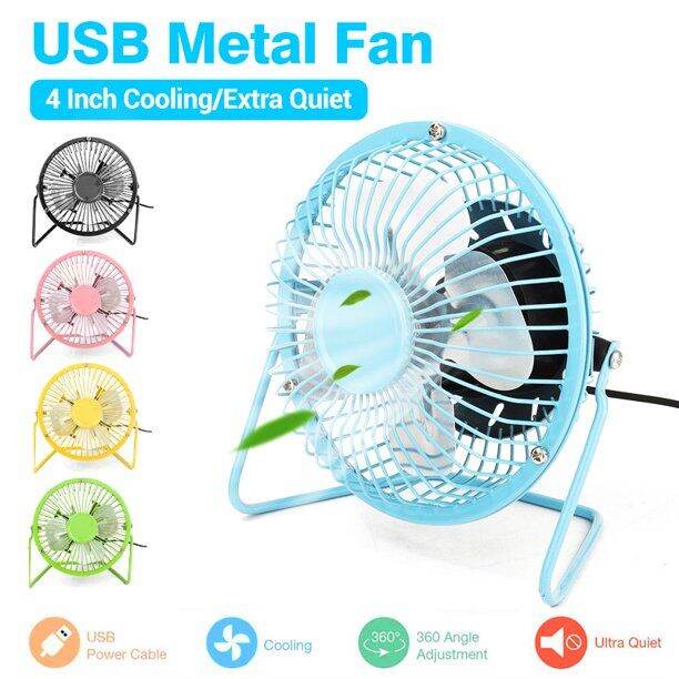 Mini USB Table Desk Personal Fan Metal Design, Quiet Operation 4' USB