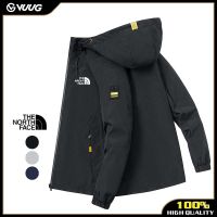 VUUG TNF แจ็คเก็ตผู้ชาย,แจ็คเก็ตมีฮู้ดลำลองอินเทรนด์ไซส์ใหญ่เสื้อกีฬารัดรูปสำหรับผู้ชายหลวมฤดูใบไม้ร่วง