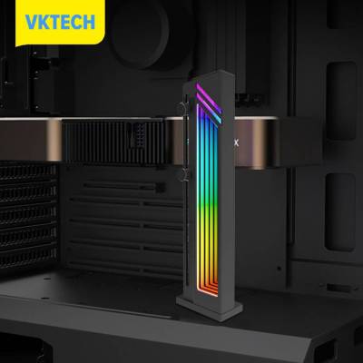 [Vktech] การ์ดการ์ดจอ GPU ARGB ปรับได้5V,อุปกรณ์เสริมการ์ดจอ3PIN สำหรับเดสก์ทอปคอมพิวเตอร์ฐานป้องกันการลื่นไถลอะลูมินัมอัลลอยแม่เหล็ก