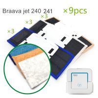 9 pcs/lot robot cleaner brushes spare parts 3pcs Wet Pad Mop 3pcsDamp Pad Mop 3pcs Dry Pad Mop for iRobot Braava Jet 240 241