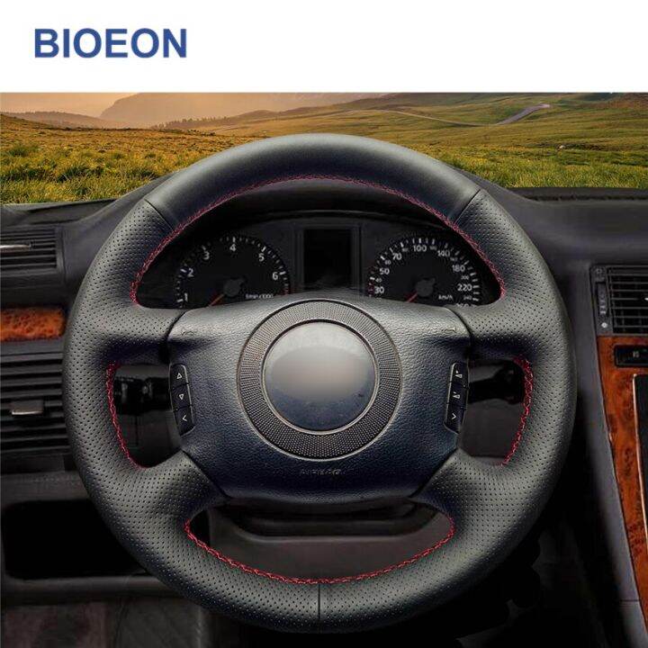 ตะเข็บมือสีดำ-pu-พวงมาลัยรถสำหรับ-audi-a2-8z-a6-c5-avant-a8-d2-s4-2003-2005