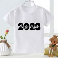 2023 Happy New Year Kids T-shirt Simple Harajuku Style Boys Girls Clothes Fashion New Arrival Short Sleeve Children T Shirts