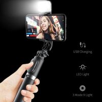 ’【‘【；=- New Q02S Wireless Bluetooth Selfie Stick Tripod Foldable Monopod With Fill Light Bluetooth Shutter For   Smartphone