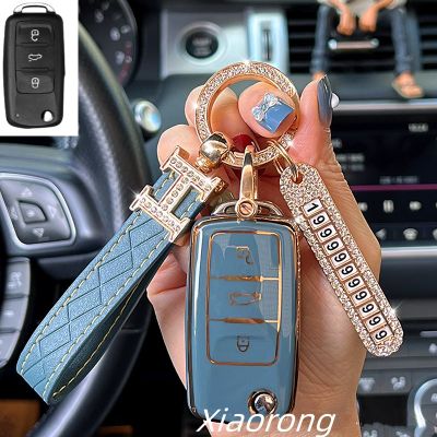 โฟล์คสวาเก้นฝาครอบกุญแจที่นั่ง Skoda เคสกุญแจรถยนต์สำหรับกอล์ฟ8 MK8 MK4แปดเทเวีย Leon ที่ห้อยกุญแจที่ใส่อุปกรณ์ป้องกันอุปกรณ์เสริมที่ไม่มีกุญแจ