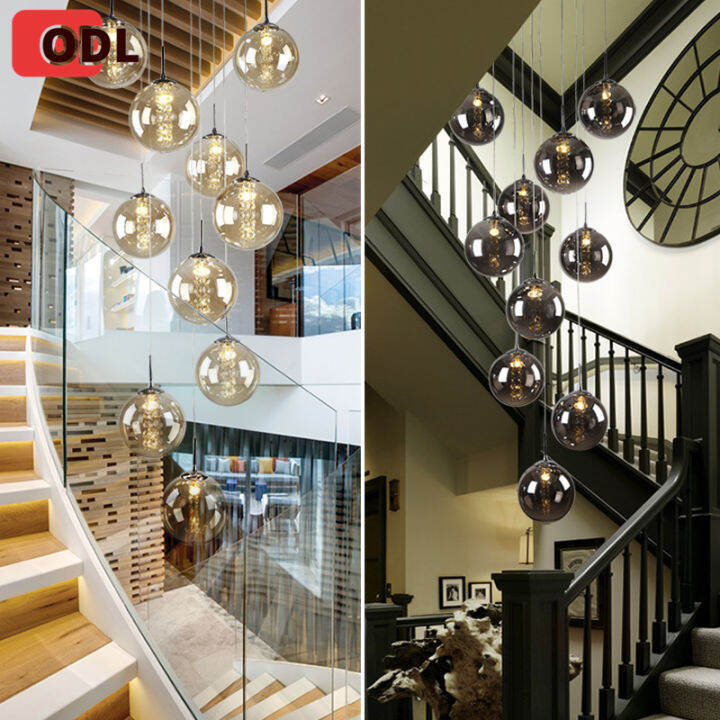 ODL Luxury Wedding Metal Customized Duplex Building Villa Stair Staircase Bubble Glass Ball