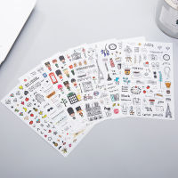 6 Sheets Fresh Watercolor Cartoon Stickers Pvc Travel Diary DIY Journal Photo Scrapbook Decoration Stickers Stationery