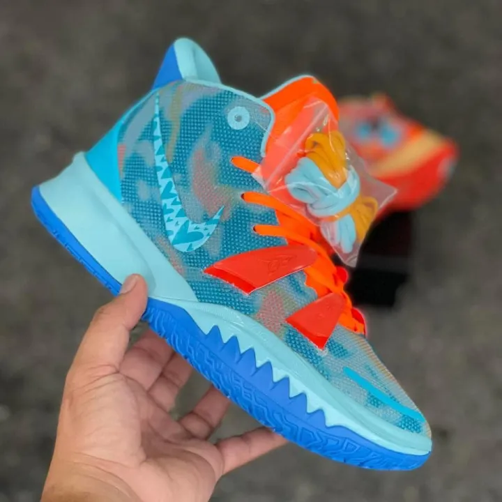 Kyrie 7 Mother nature Blue Orange Mismatch Sports Basketball Shoes for