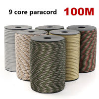 100M 550 ทหารมาตรฐาน 9-Core Paracord เชือก 4mm กลางแจ้ง Parachute Cord Survival ร่มเต็นท์ Lanyard สายคล้อง Clothesline-ZOK STORE