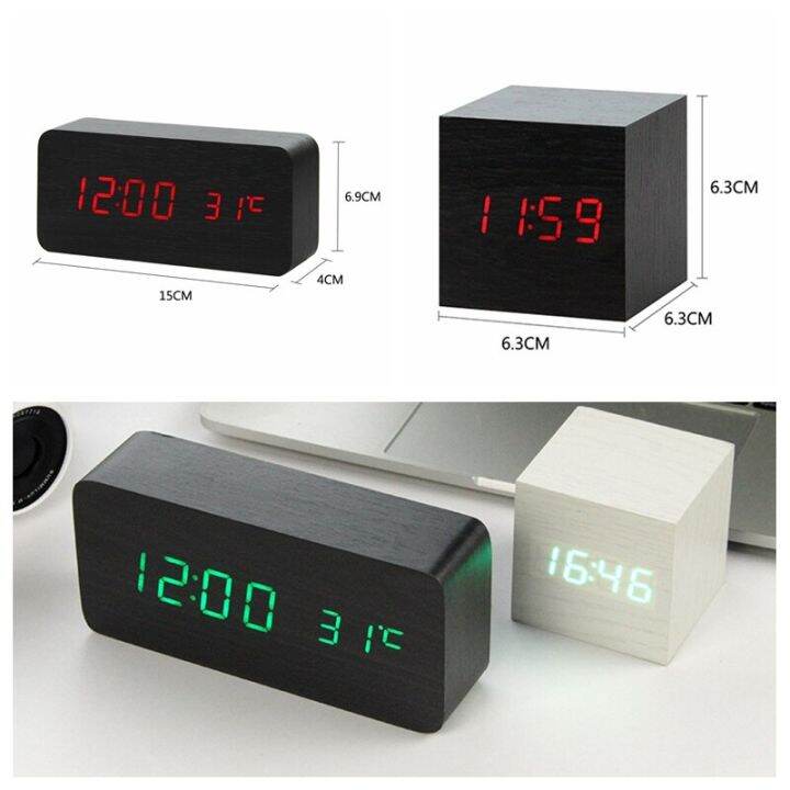 worth-buy-เครื่องเดสก์ทอปอิเล็กทรอนิกส์ตั้งโต๊ะ-usb-นาฬิกาปลุก-led-jam-tangan-digital-โต๊ะทำจากไม้นาฬิกาบ้าน