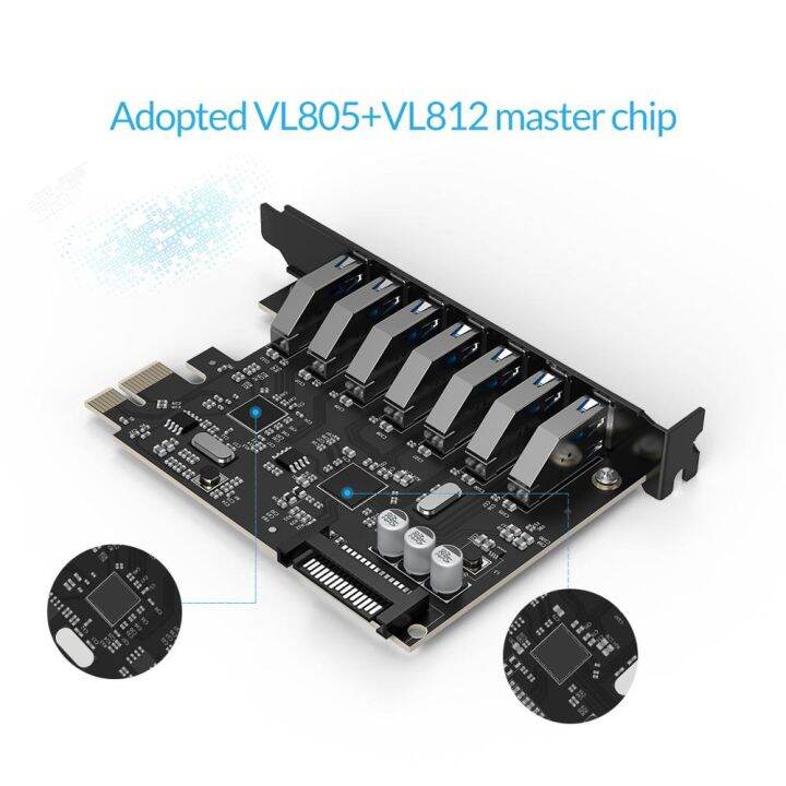orico-7-พอร์ตใส่การ์ดเสริม-usb3-0-pci-e-พร้อมชิปคู่-pvu3-7u