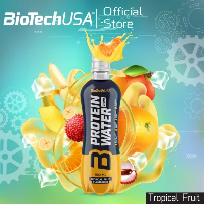 BioTechUSA Protein Water Zero 500ml. Tropical Fruit (โปรตีนพร้อมดื่ม รสทรอปิคอล ฟรุ๊ต ไม่มีน้ำตาล)RTD